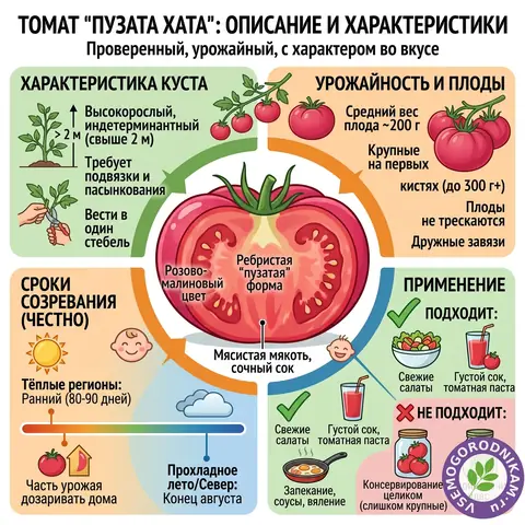 Томат Пузата Хата: большой урожай и вкус, от которого в восторге дети