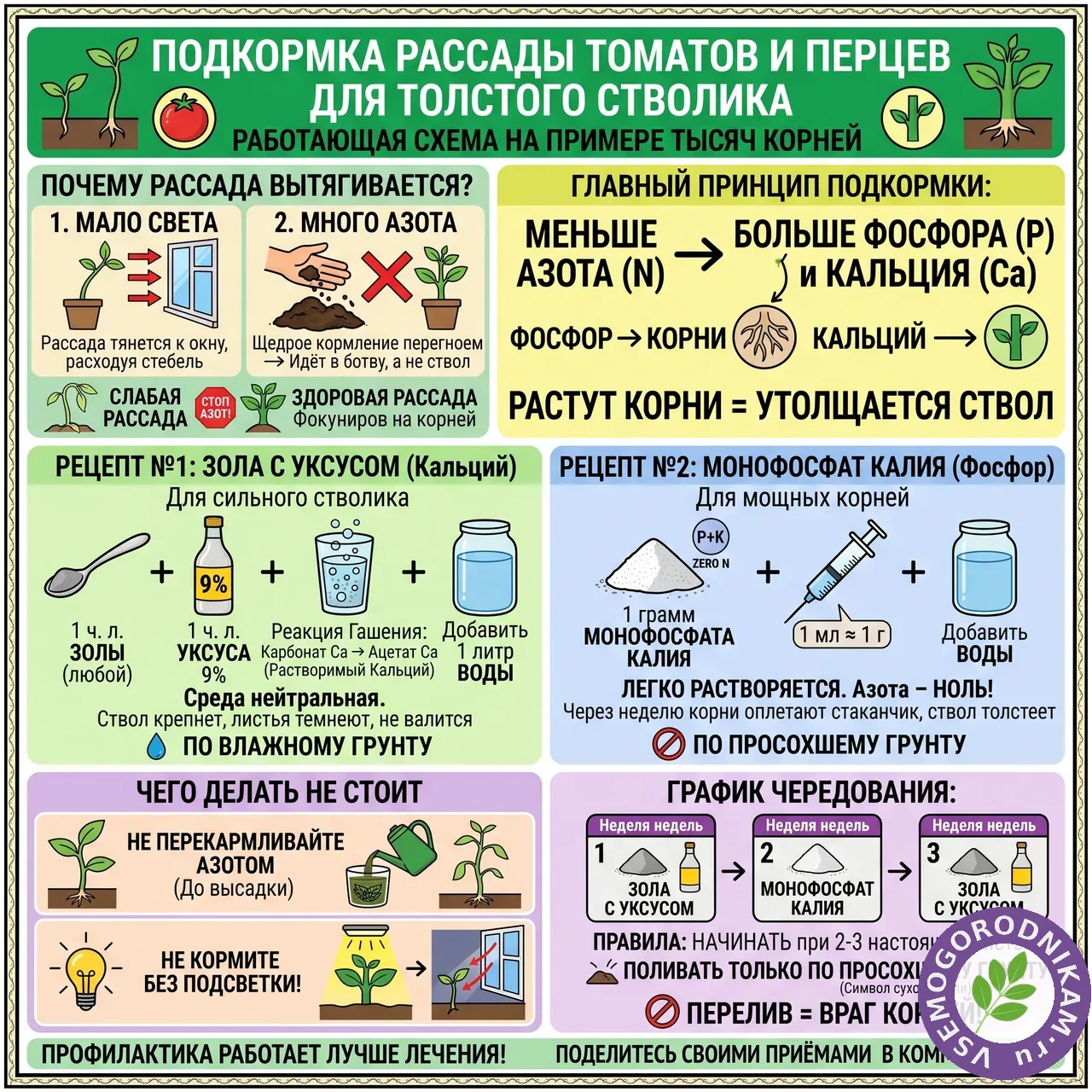Подкормка рассады для толстого стволика и мощной корневой