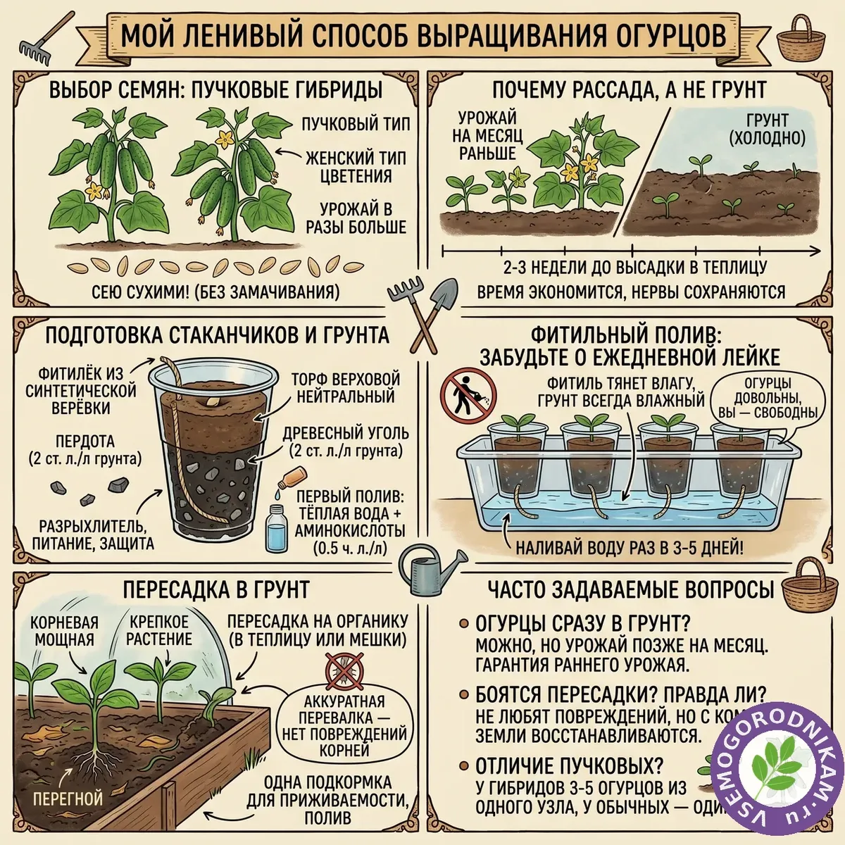 Ленивый способ выращивания огурцов