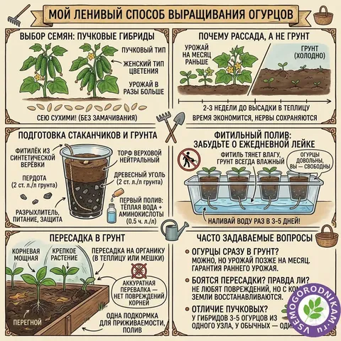 Ленивый способ выращивания огурцов