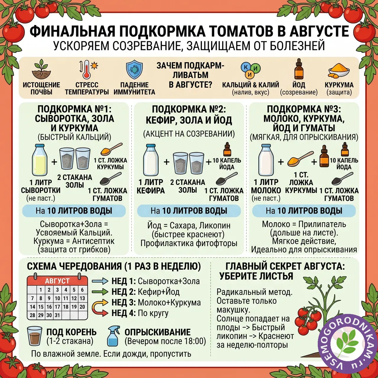 Финальная подкормка томатов в августе: чтобы спели быстрее и были слаще
