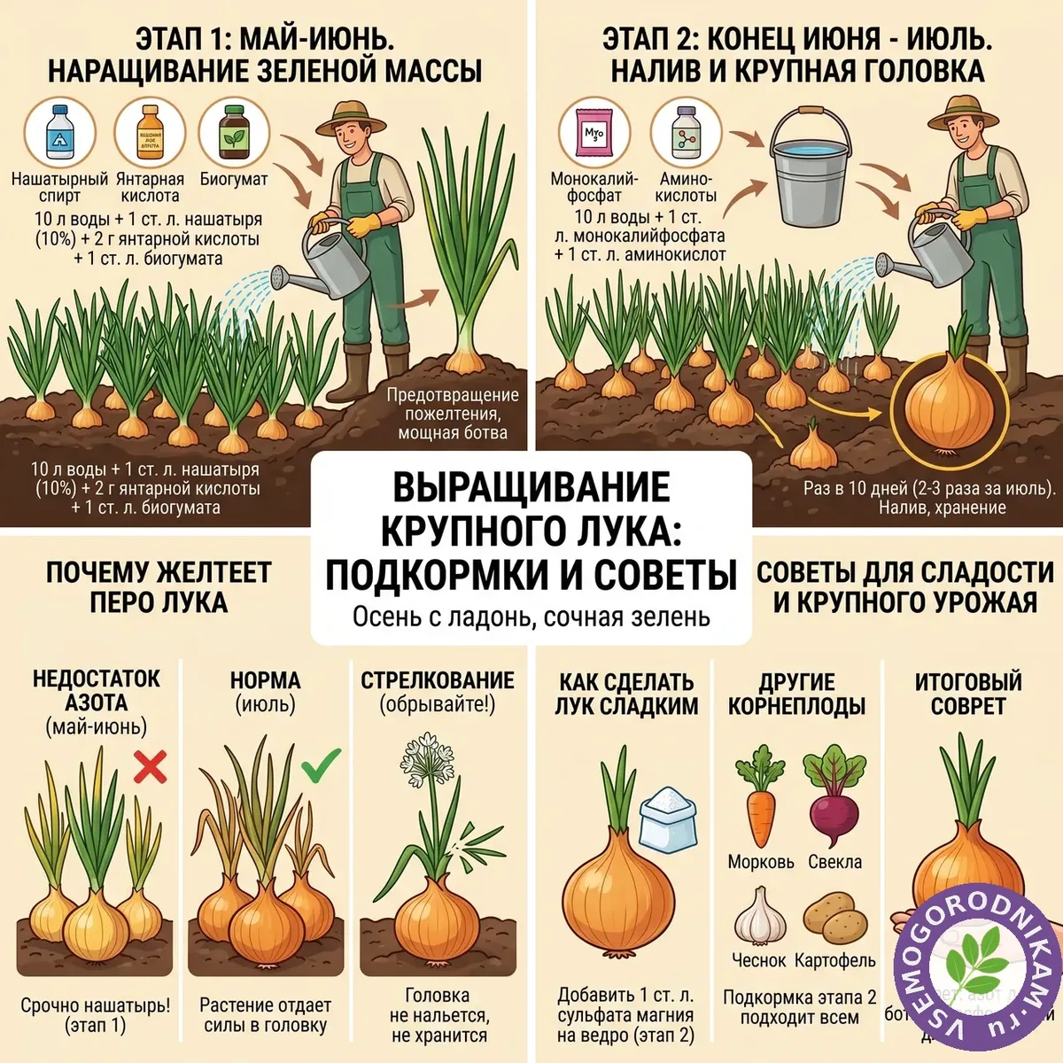 Чем подкормить лук, чтобы головка была с кулак и перо не желтело