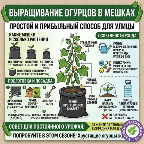 Выращивание огурцов в мешках: простой способ для жаркого лета