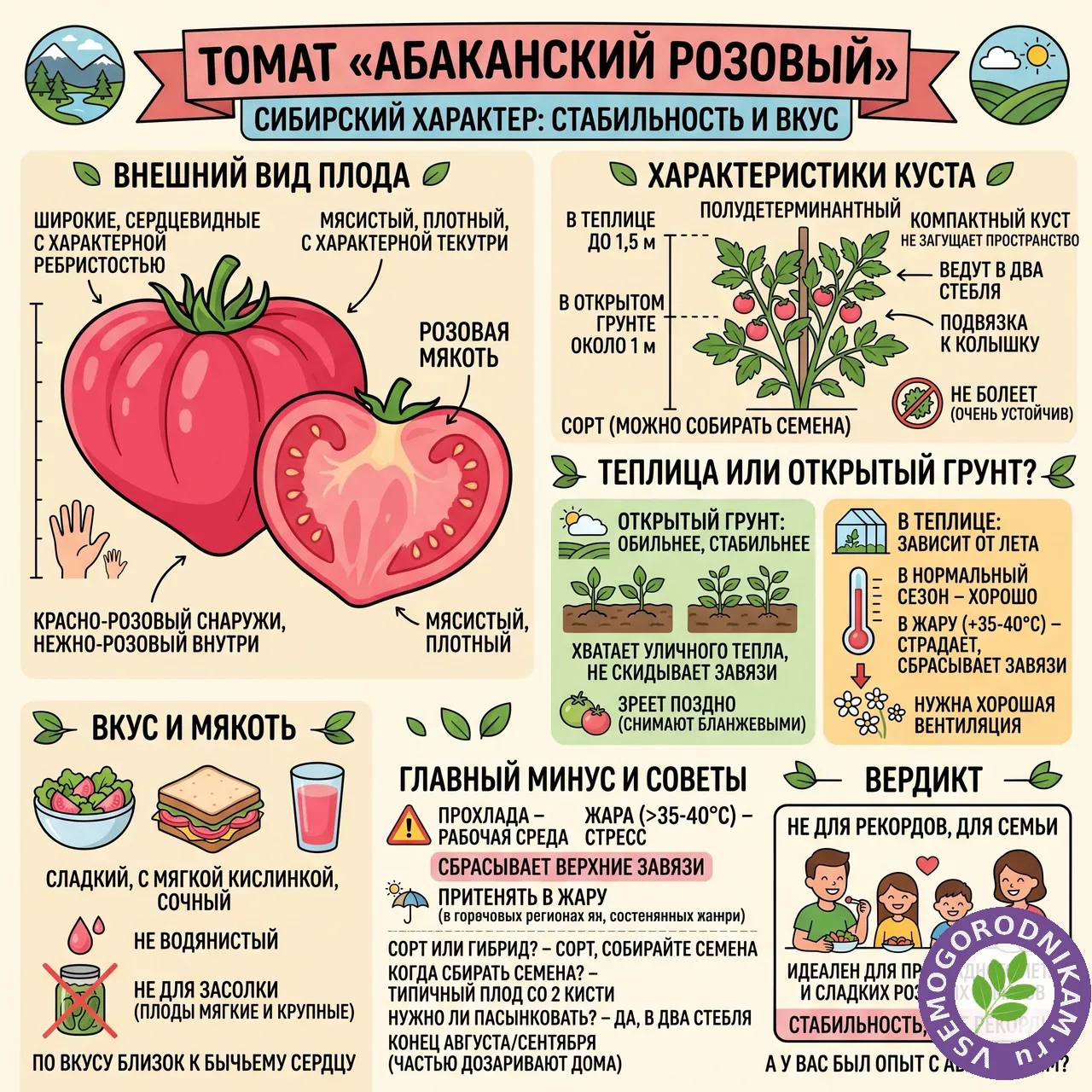Томат Абаканский розовый: сладкий сибиряк, который не боится холода