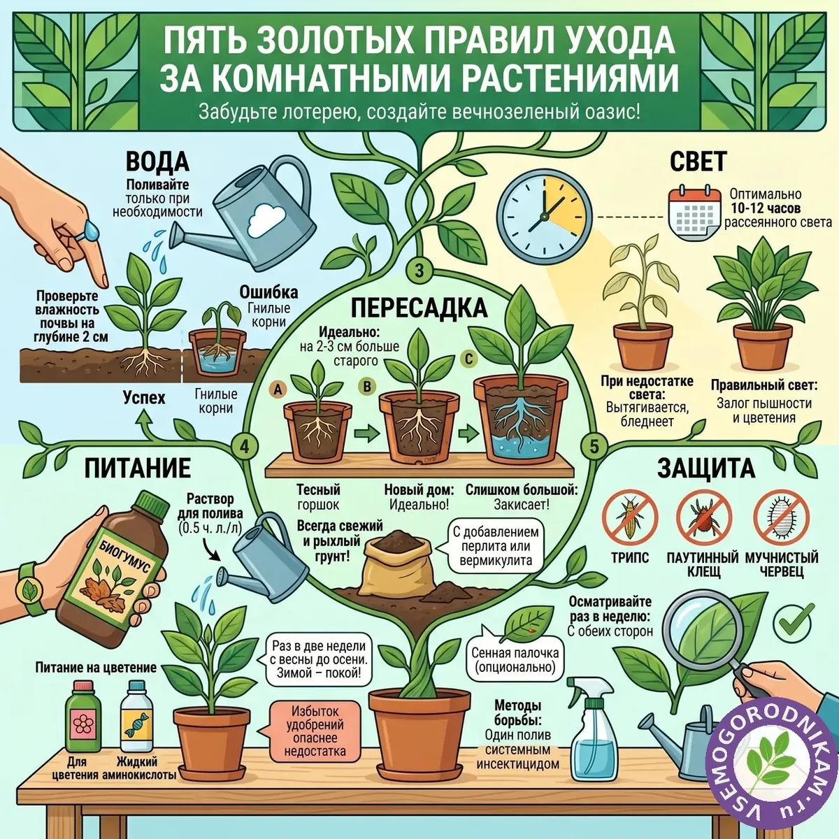 Уход за комнатными растениями: пять правил, которые спасут ваши цветы
