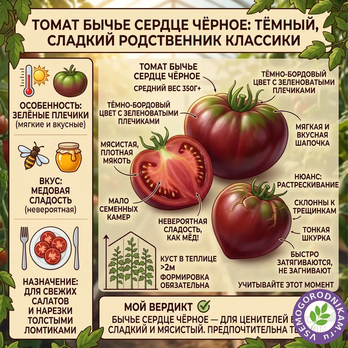 Томат Бычье сердце чёрное: тёмный, сладкий и невероятно мясистый