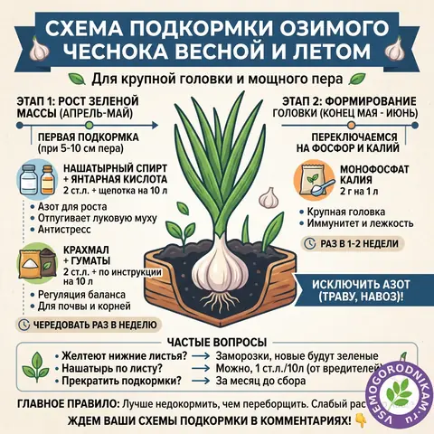 Чем подкормить чеснок весной, чтобы головка выросла с ладошку
