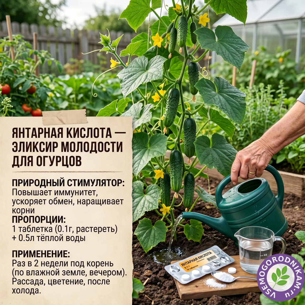 Янтарная кислота для огурцов: копеечная подкормка для мощных плетей